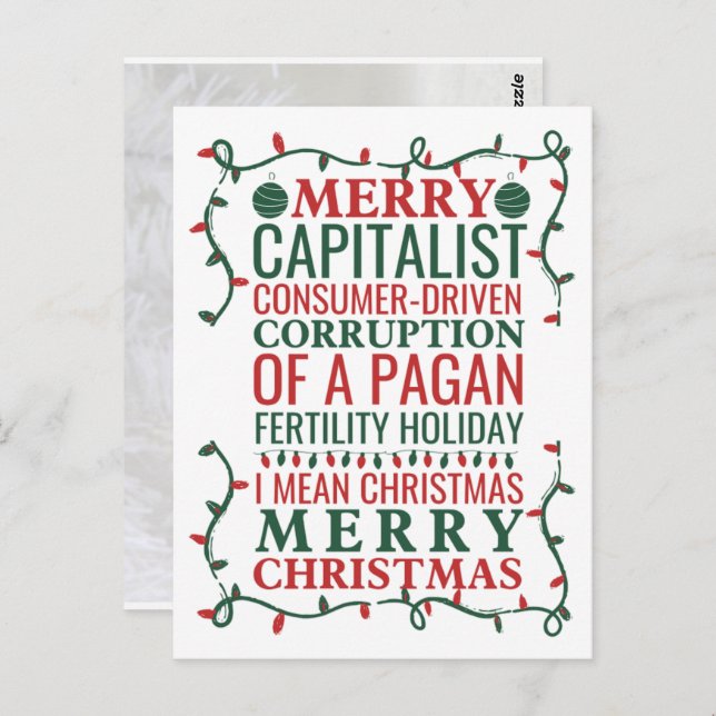 Merry Corruption Of  A Pagan Holiday, Santa Gift T Postcard (Front/Back)