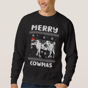 Merry Cowmas  Animal Ugly Christmas Xmas Men Women Sweatshirt