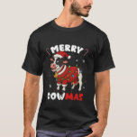 Merry Cowmas Christmas Santa Hat Christmas Lights  T-Shirt<br><div class="desc">Merry Cowmas Christmas Santa Hat Christmas Lights Cow Lovers</div>