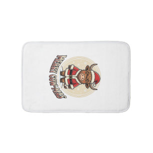 Merry Cowmas Highland Cow Christmas Shirt Design_1 Bath Mat