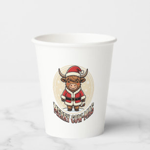 Merry Cowmas Highland Cow Christmas Shirt Design_1 Paper Cups