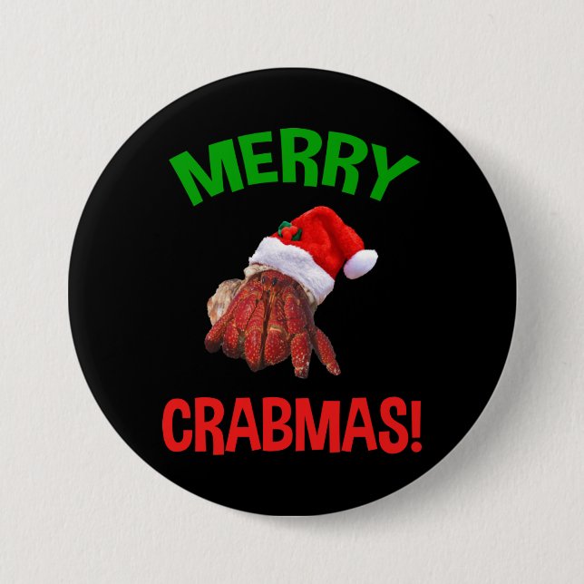 Merry Crabmas! Funny Christmas Hermit Crab Lover 7.5 Cm Round Badge (Front)