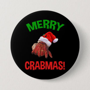 Merry Crabmas! Funny Christmas Hermit Crab Lover 7.5 Cm Round Badge