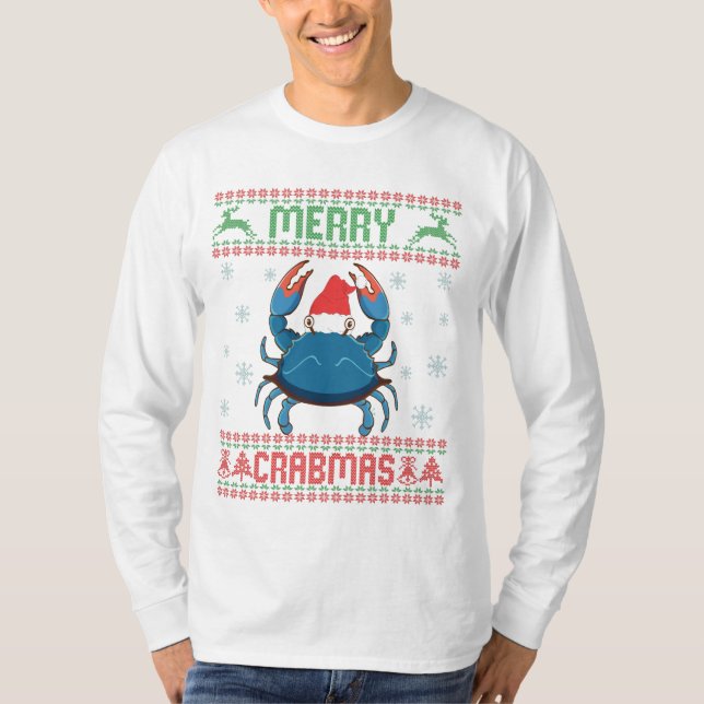 Merry Crabmas Funny Crab Ugly Christmas Sweater (Front)