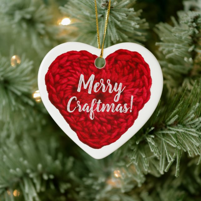 Merry Craftmas Crochet Red Heart Crafts Ceramic Tree Decoration (Tree)