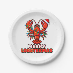 Merry Crawfishmas Crawfish Light Crawfish Funny Paper Plate