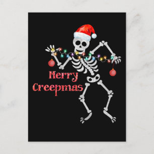 Merry Creep mas Funny Santa Christmas Skeleton Holiday Postcard
