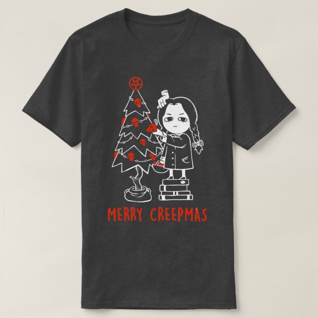 Merry Creepmas Dark Funny Goth Girl Halloween Chri T-Shirt (Design Front)