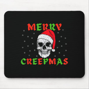Merry Creepmas Gothic Christmas Skeleton Skull In  Mouse Pad