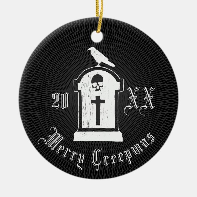 Merry Creepmas Headstone Ceramic Tree Decoration (Front)