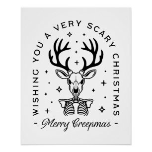Merry creepmas scary woodland animal aesthetic poster