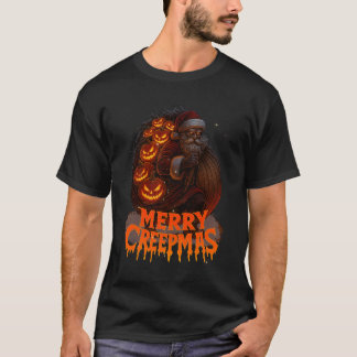 Merry Creepmas Spooky Santa Horror Christmas Desig T-Shirt