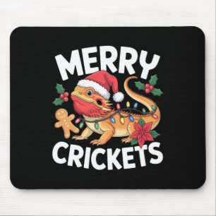Merry Crickets! Bearded Dragon Christmas Pun  Mouse Pad