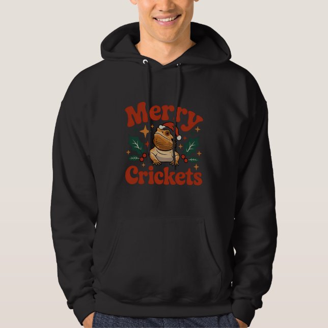 Merry Crickets Funny Lizard Xmas Hoodie (Front)
