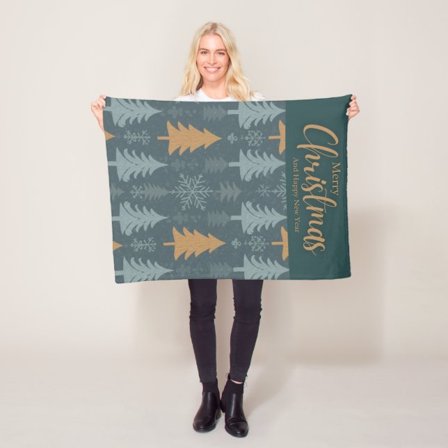 merry crishtmas green pattern  fleece blanket (In Situ)