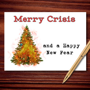 Merry Crisis & Happy New Fear Christmas Humour Holiday Card