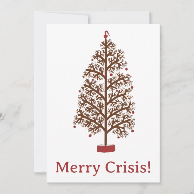 Merry Crisis Pre owned Christmas tree Holiday Card (Front)