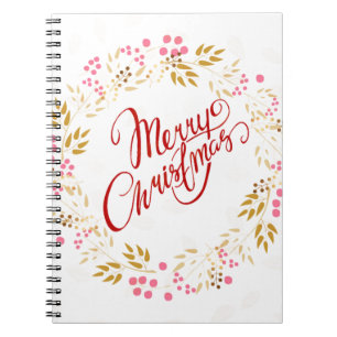 Merry Cristmas Wreath Spiral Notebook