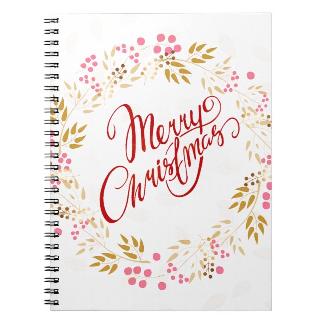 Merry Cristmas Wreath Spiral Notebook (Front)