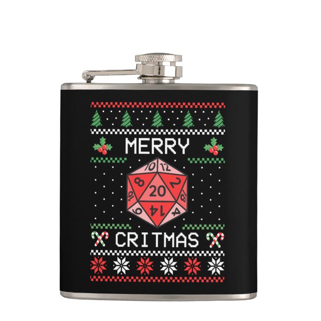 Merry Critmas II - Ugly Christmas Hip Flask (Front)