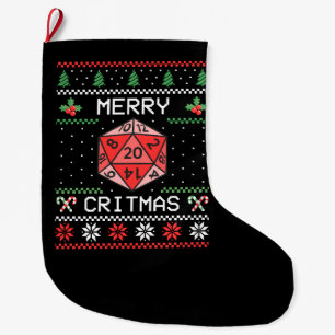 Merry Critmas II - Ugly Christmas Large Christmas Stocking