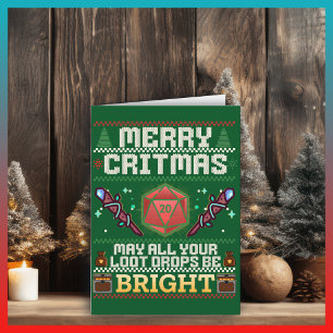 Merry Critmas Mage Ugly Sweater Design Blank Card