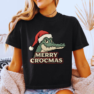Merry Crocmas – Retro Vintage Santa Crocodile Xmas T-Shirt