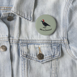 Merry Crowmas Christmas Crow 6 Cm Round Badge