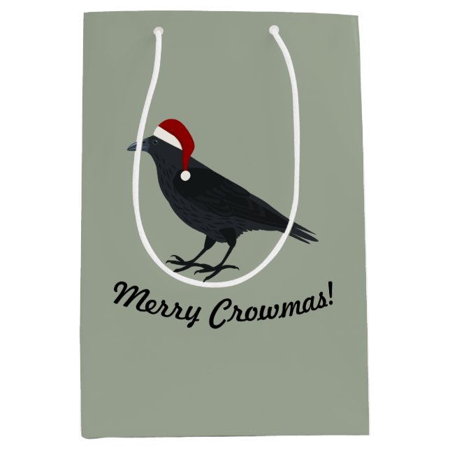 Merry Crowmas Christmas Crow Medium Gift Bag (Front)
