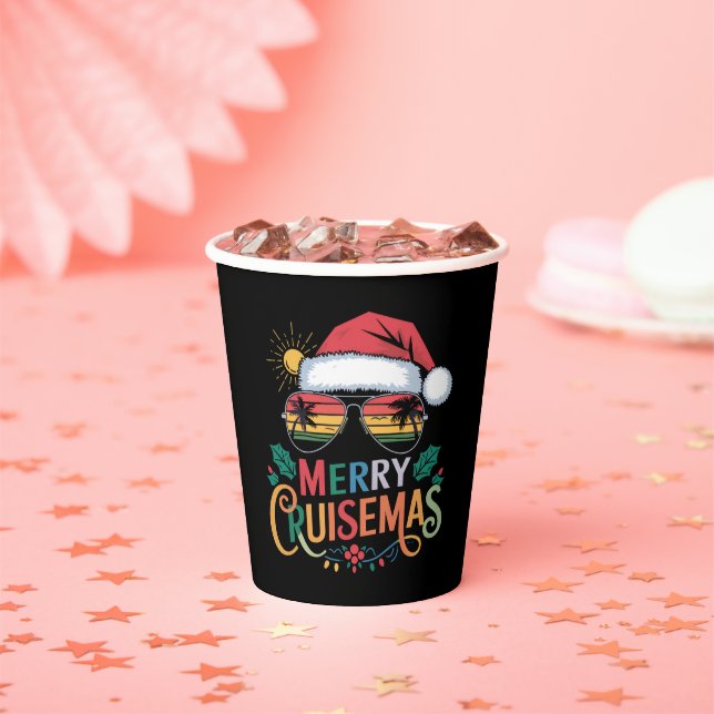 Merry Cruisemas 2024 Christmas Santa Reindeer  Paper Cups (Insitu)