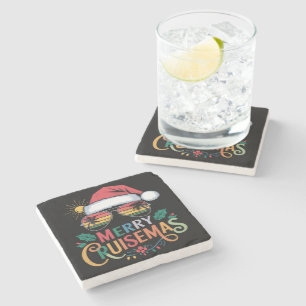 Merry Cruisemas 2024 Christmas Santa Reindeer Stone Coaster