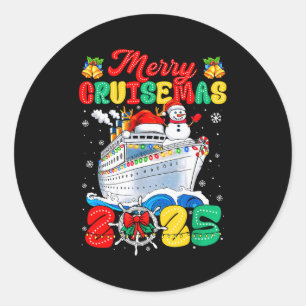 Merry Cruisemas 2025 Christmas Santa Groovy Cruise Classic Round Sticker