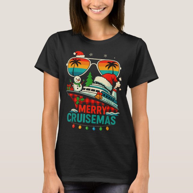 Merry Cruisemas 2025 Christmas Santa Snowman Funny T-Shirt (Front)