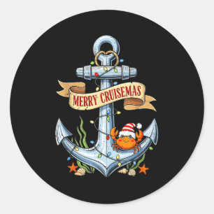 Merry Cruisemas 2025 Nautical Cruise Christmas Fam Classic Round Sticker