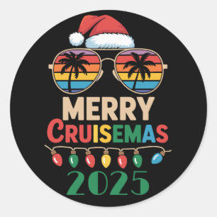Merry Cruisemas 2025 Personalised Xmas Cruise Classic Round Sticker
