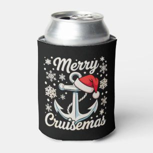 Merry Cruisemas Anchor Santa Hat Christmas Cruise Can Cooler