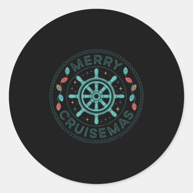 Merry Cruisemas Cruise Christmas Light Matching Fa Classic Round Sticker (Front)