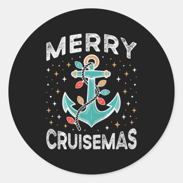 Merry Cruisemas Cruise Christmas Light Matching Fa Classic Round Sticker (Front)