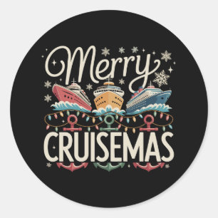 Merry Cruisemas Cruise Family Xmas Holiday Classic Round Sticker