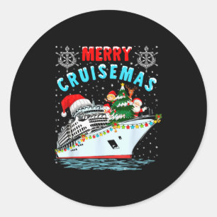 Merry Cruisemas Cruise Ship Family Christmas Classic Round Sticker