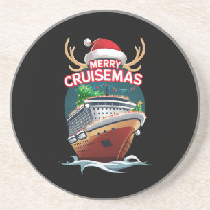 Merry Cruisemas Cruise Ship Family Christmas Funny Coaster