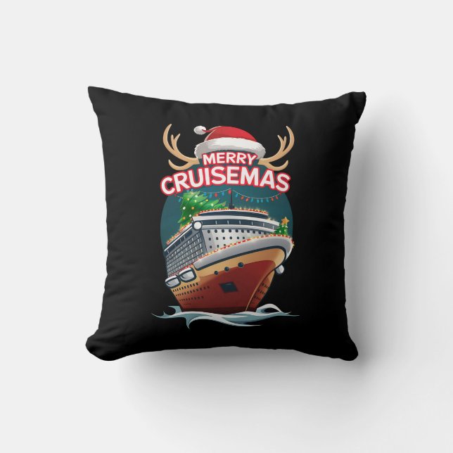 Merry Cruisemas Cruise Ship Family Christmas Funny Cushion (Front)