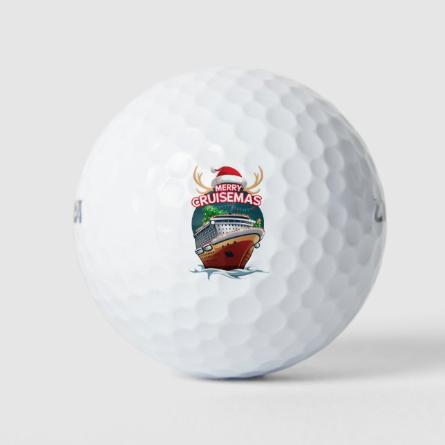 Merry Cruisemas Cruise Ship Family Christmas Funny Golf Balls (Front)