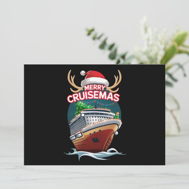 Merry Cruisemas Cruise Ship Family Christmas Funny Holiday Card (Standing Front)