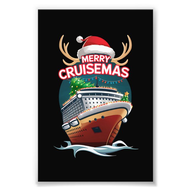 Merry Cruisemas Cruise Ship Family Christmas Funny Photo Print (Front)