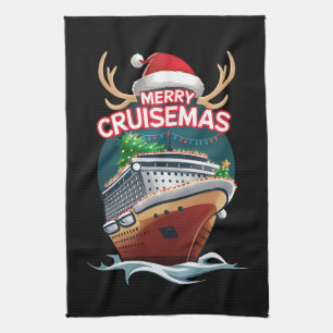 Merry Cruisemas Cruise Ship Family Christmas Funny Tea Towel
