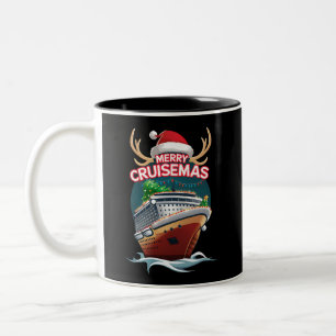 Merry Cruisemas Cruise Ship Family Christmas Funny Two-Tone Coffee Mug