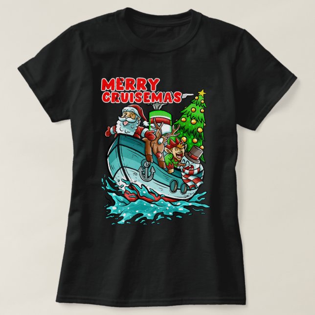 Merry Cruisemas Cruise Ship Santa Claus Christmas  T-Shirt (Design Front)