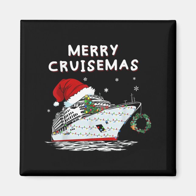Merry Cruisemas Cruise Ship Santa Hat Christmas Ho Magnet (Front)