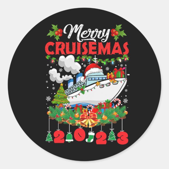 Merry Cruisemas Family Cruise Christmas 2023 Fun B Classic Round Sticker (Front)
